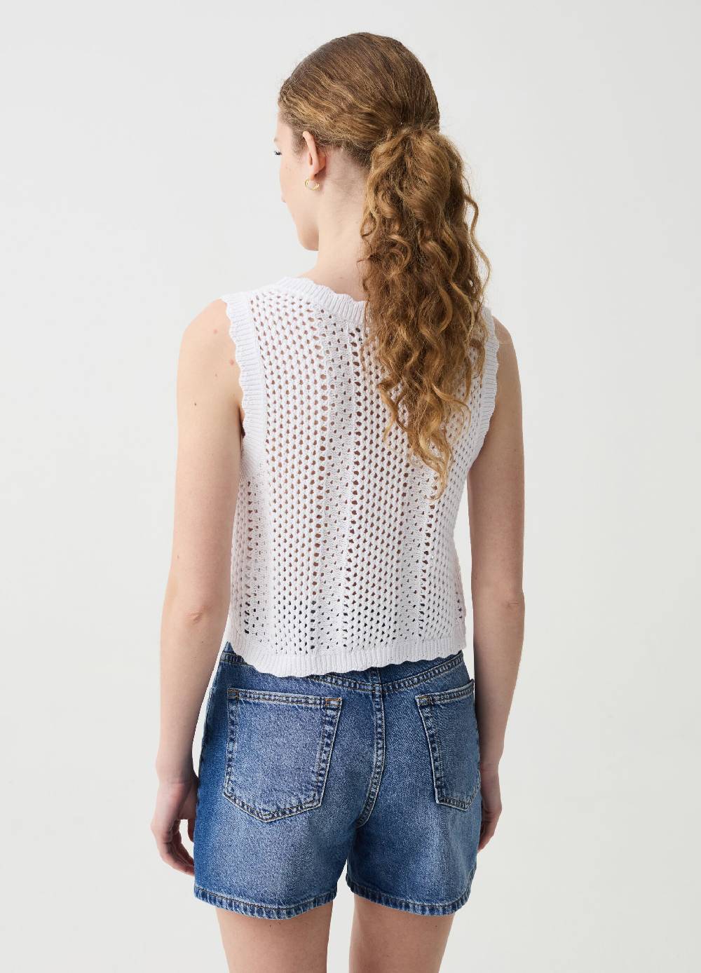 Ovs Gilet Crochet Con Profili Ondulati