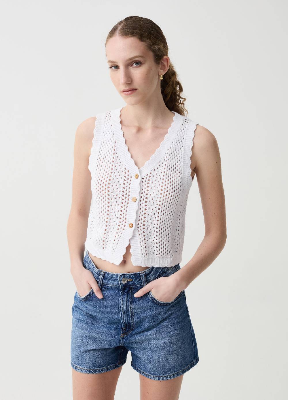 Ovs Gilet crochet con profili ondulati