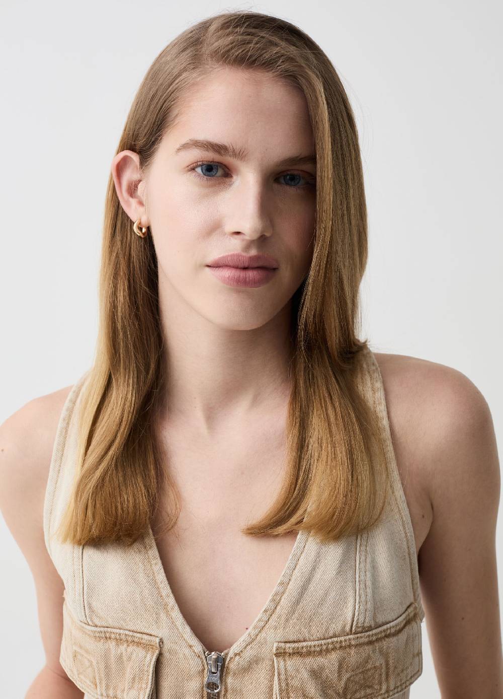 Ovs Gilet Crop Workwear Con Zip