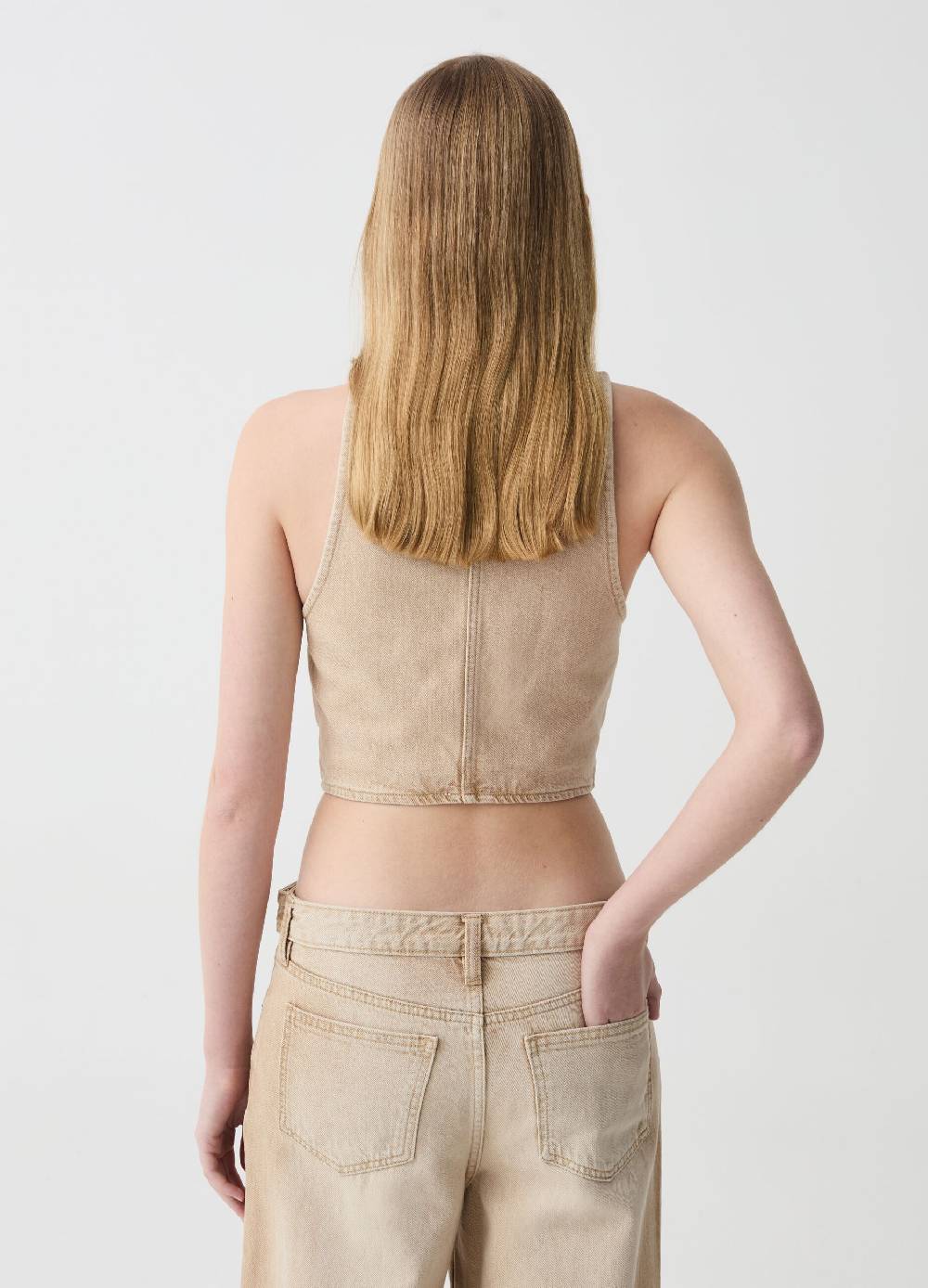 Ovs Gilet Crop Workwear Con Zip