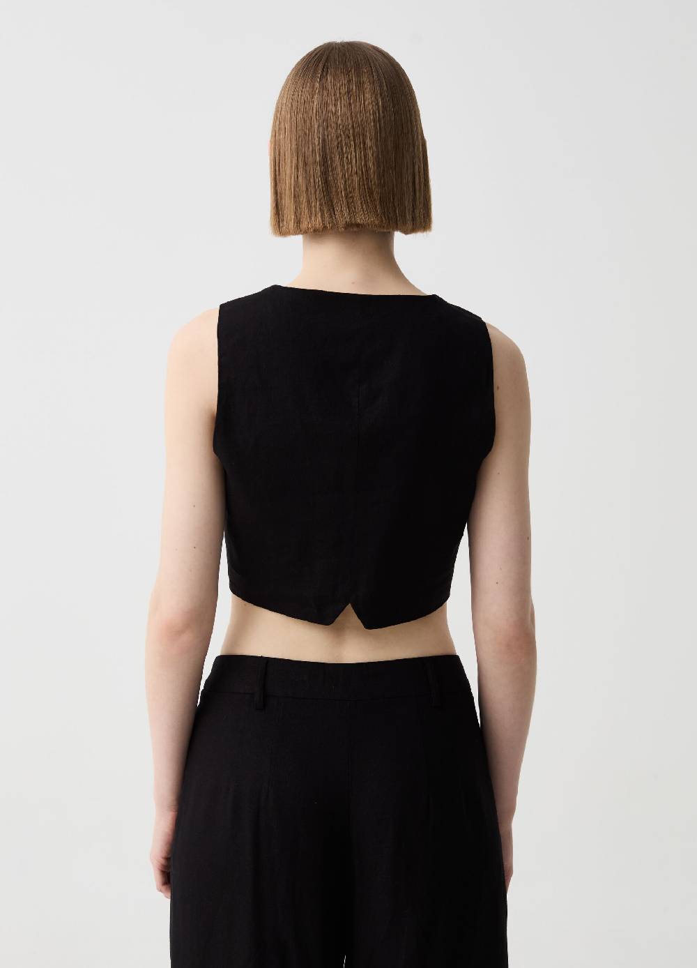 Ovs Gilet Cropped In Lino E Viscosa