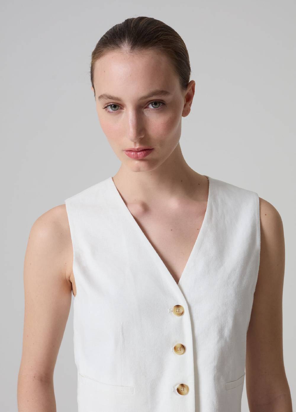 Ovs Gilet Elegante In Lino E Viscosa PIOMBO