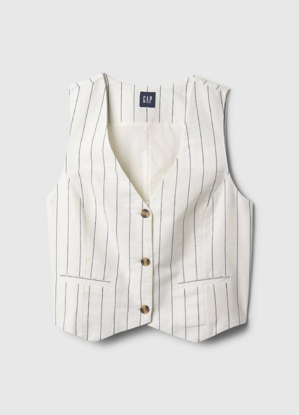 Ovs Gilet In Lino E Viscosa Scollo A V