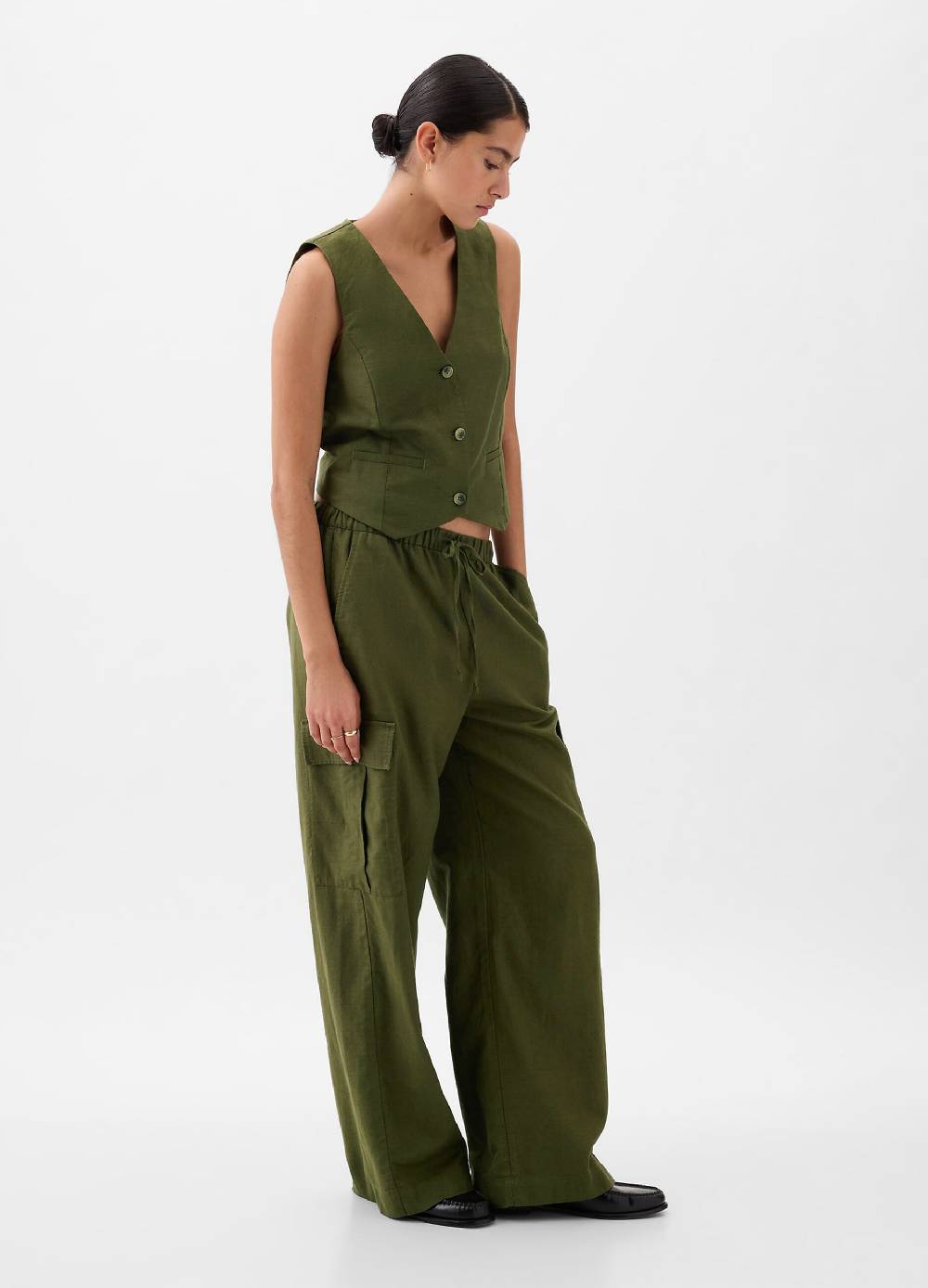 Ovs Gilet In Lino E Viscosa Scollo A V