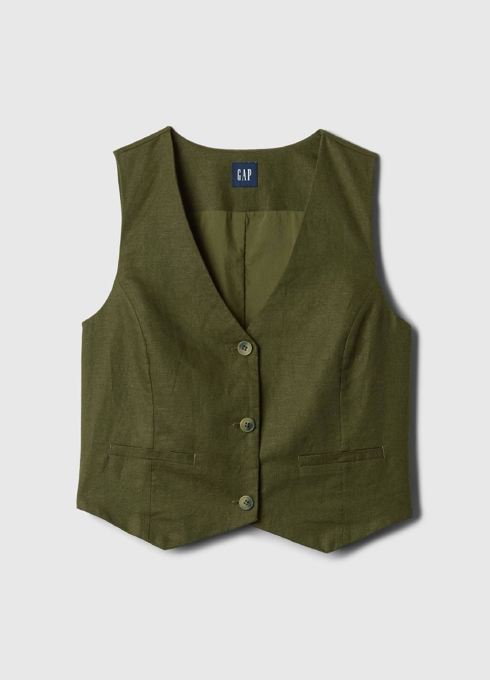 Ovs Gilet In Lino E Viscosa Scollo A V