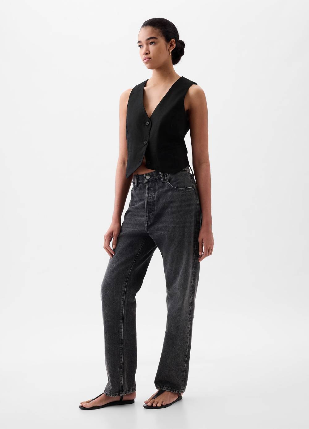 Ovs Gilet In Lino E Viscosa Scollo A V
