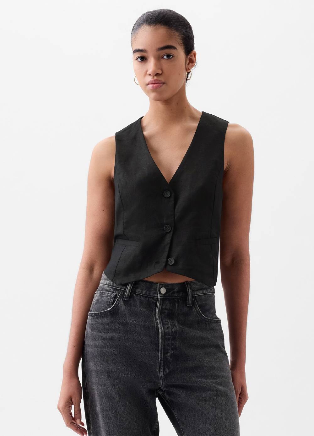 Ovs Gilet In Lino E Viscosa Scollo A V