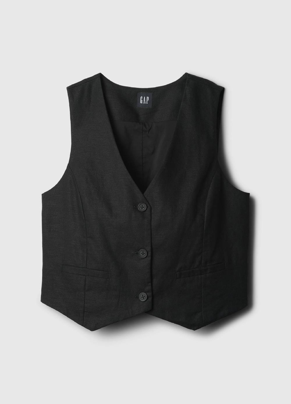 Ovs Gilet in lino e viscosa scollo a V