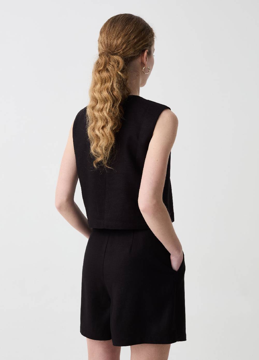 Ovs Gilet In Viscosa E Lino Con Scollo A V