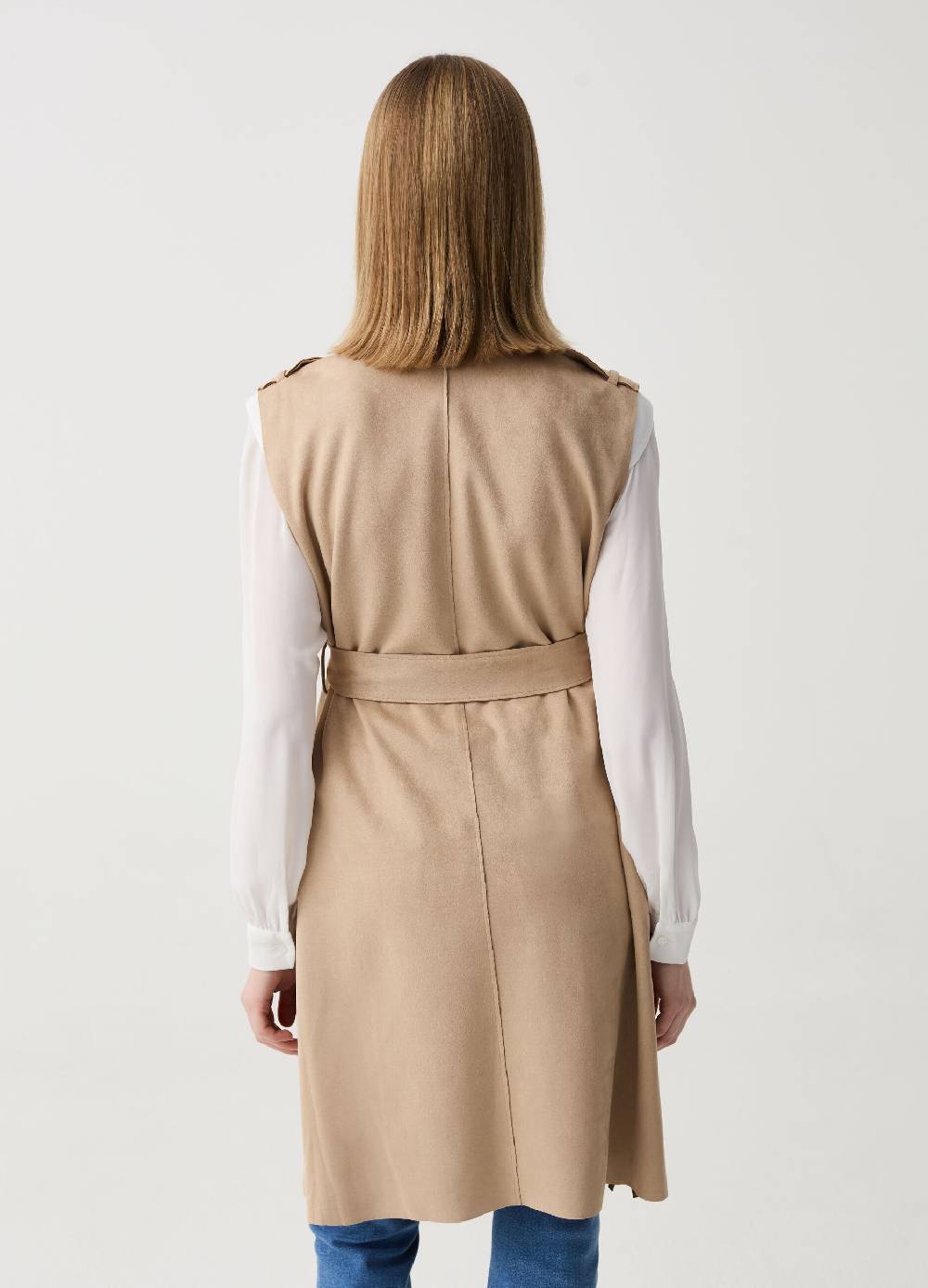 Ovs Gilet Lungo Doppiopetto Scamosciato