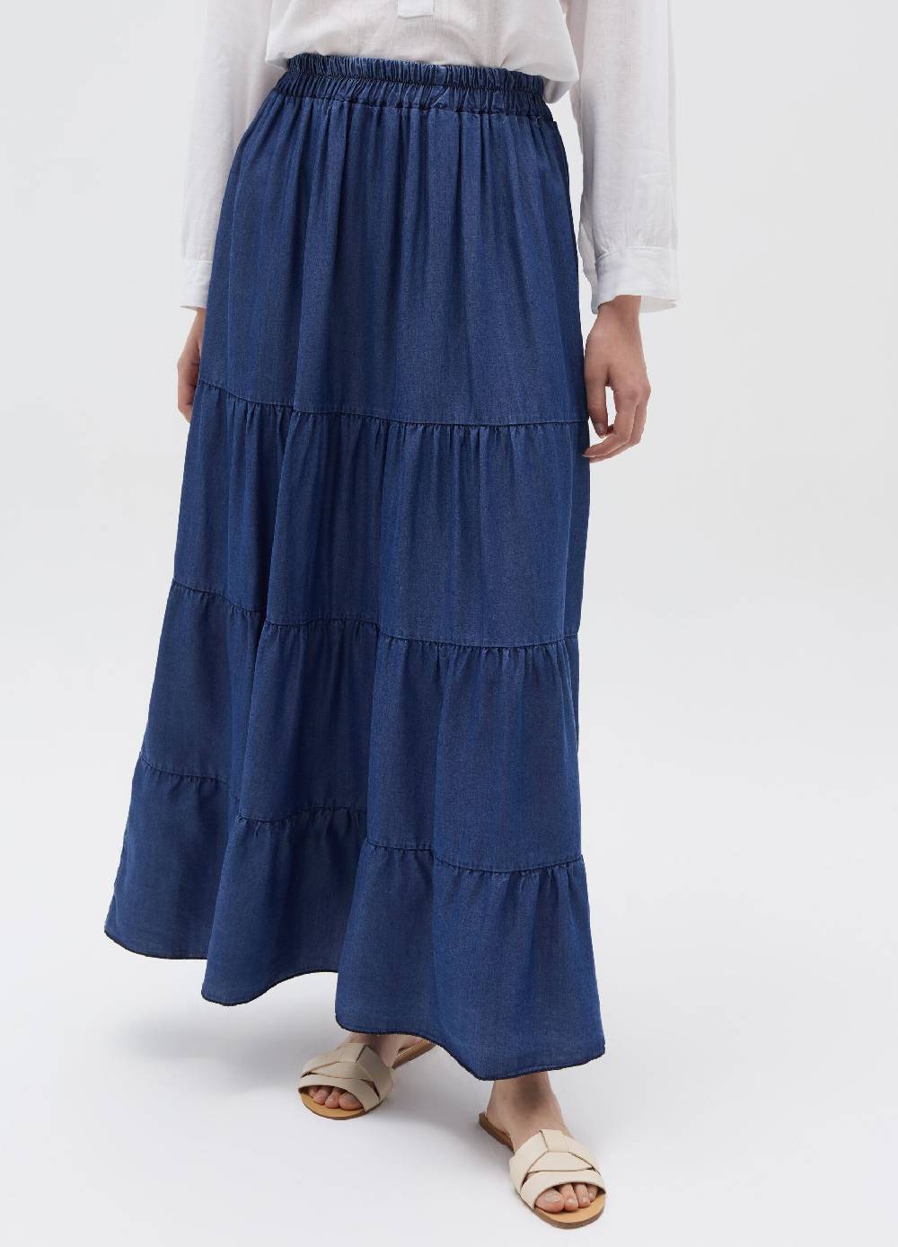 Ovs Gonna Lunga A Balze Pull-on Effetto Denim