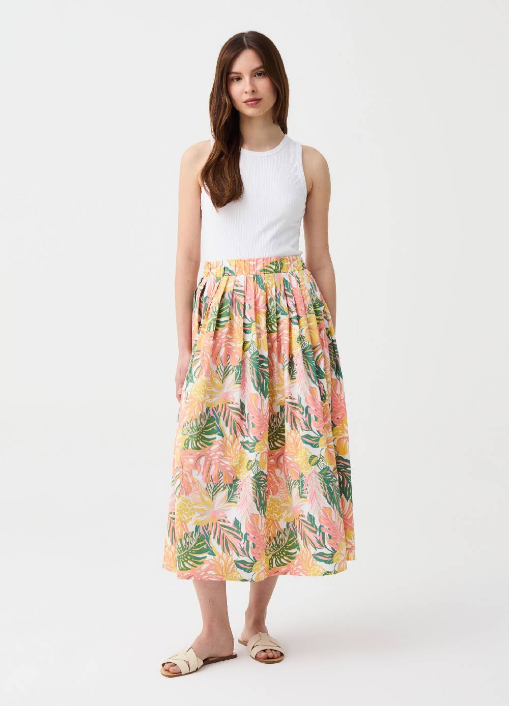 Ovs Gonna lunga a ruota plisse stampata