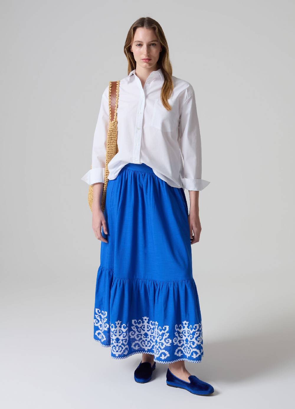 Ovs Gonna lunga con balza ricamo etnico