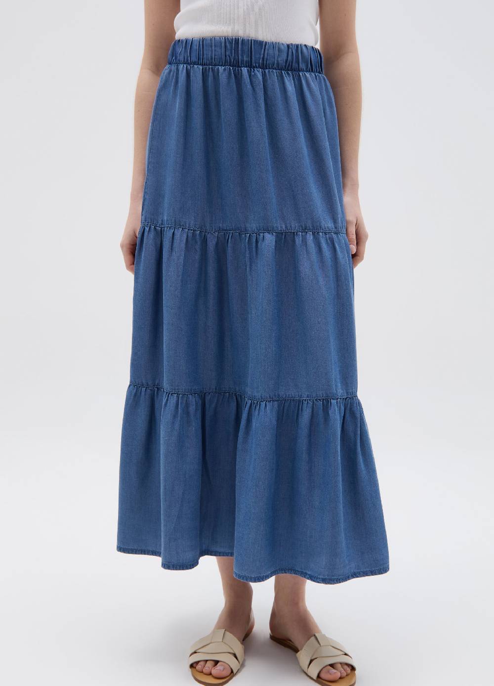 Ovs Gonna Lunga Effetto Denim A Balze