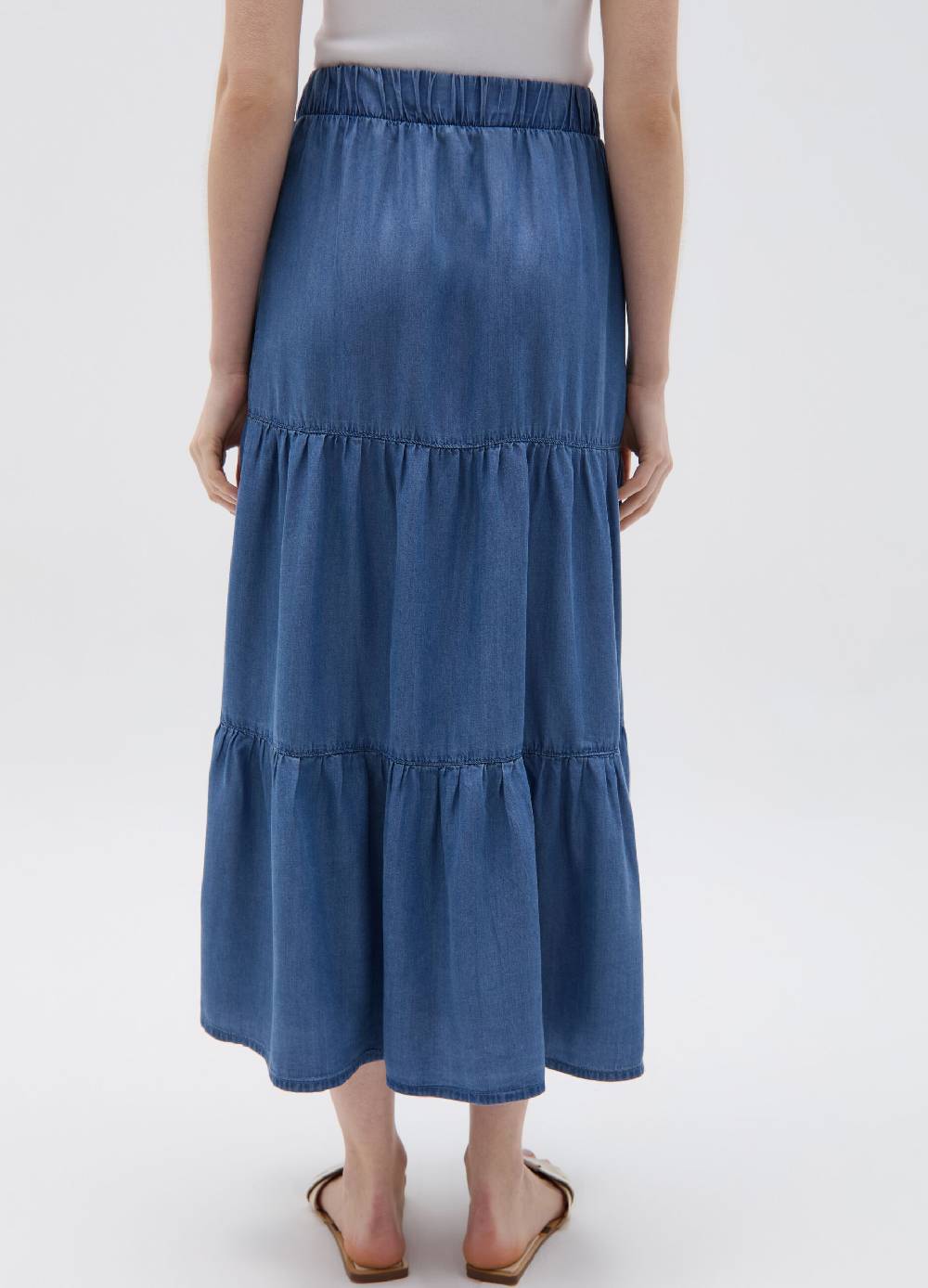 Ovs Gonna Lunga Effetto Denim A Balze