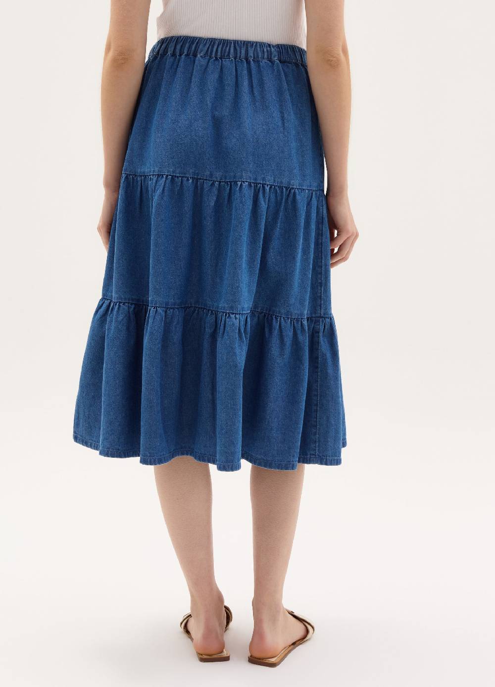 Ovs Gonna Midi A Balze In Denim Con Bottoni