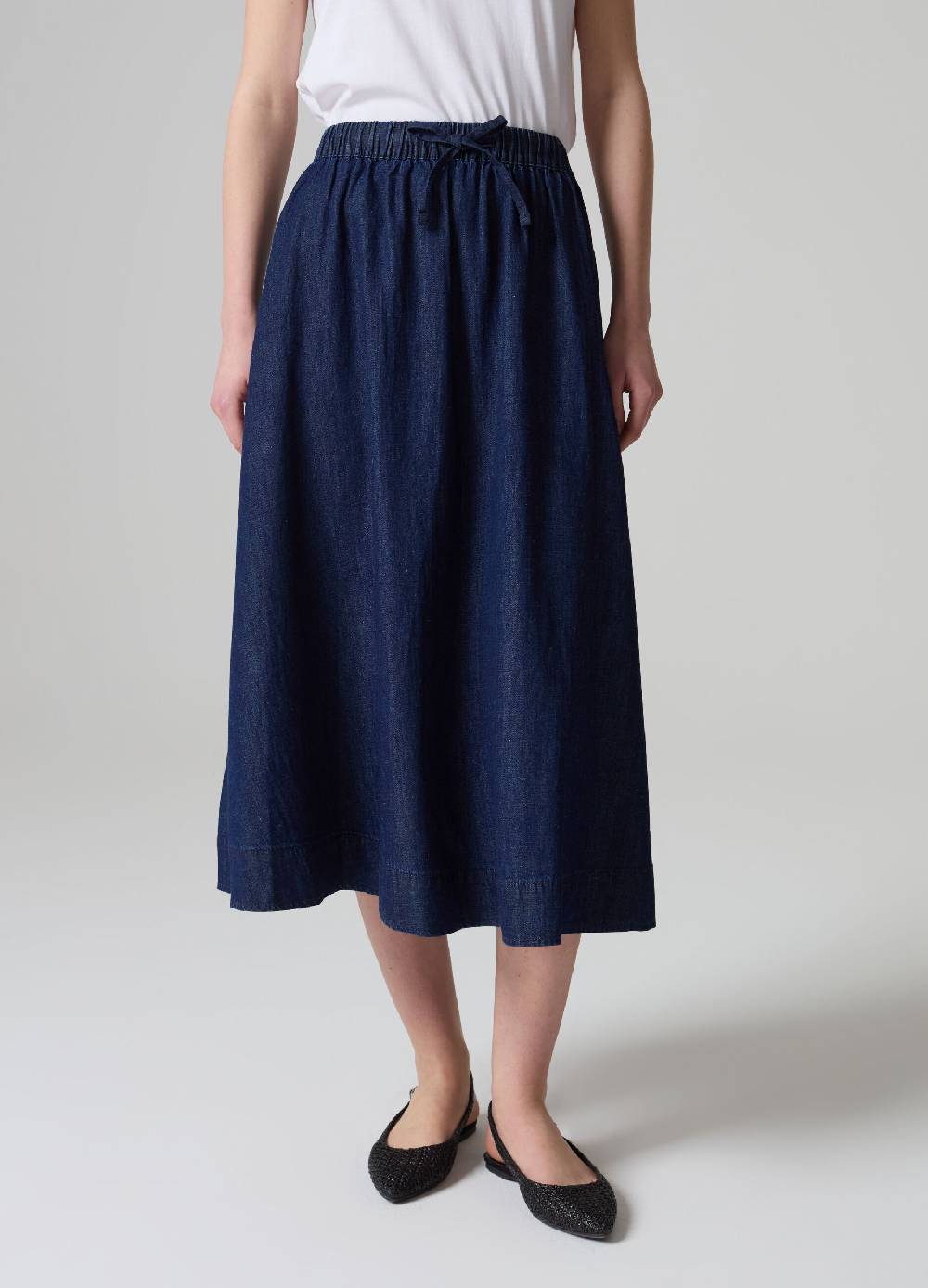 Ovs Gonna Midi A Ruota In Denim Fluido