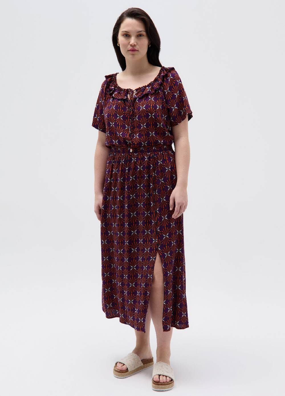 Ovs Gonna midi stampata con spacco Curvy