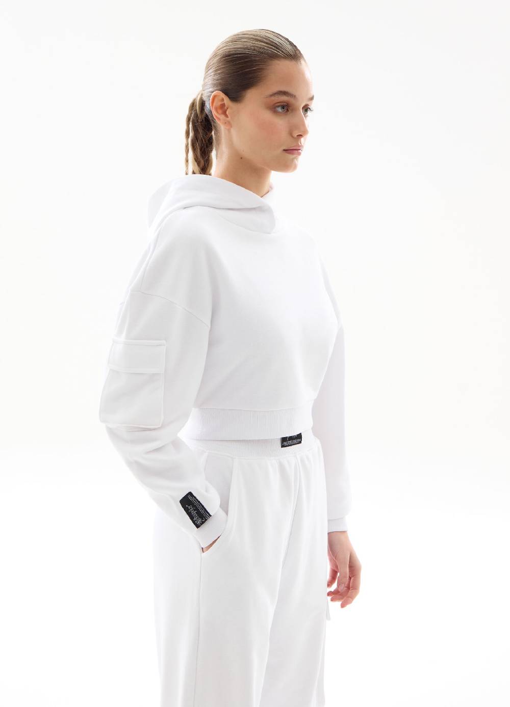 Ovs Hoodie Cargo Crop White