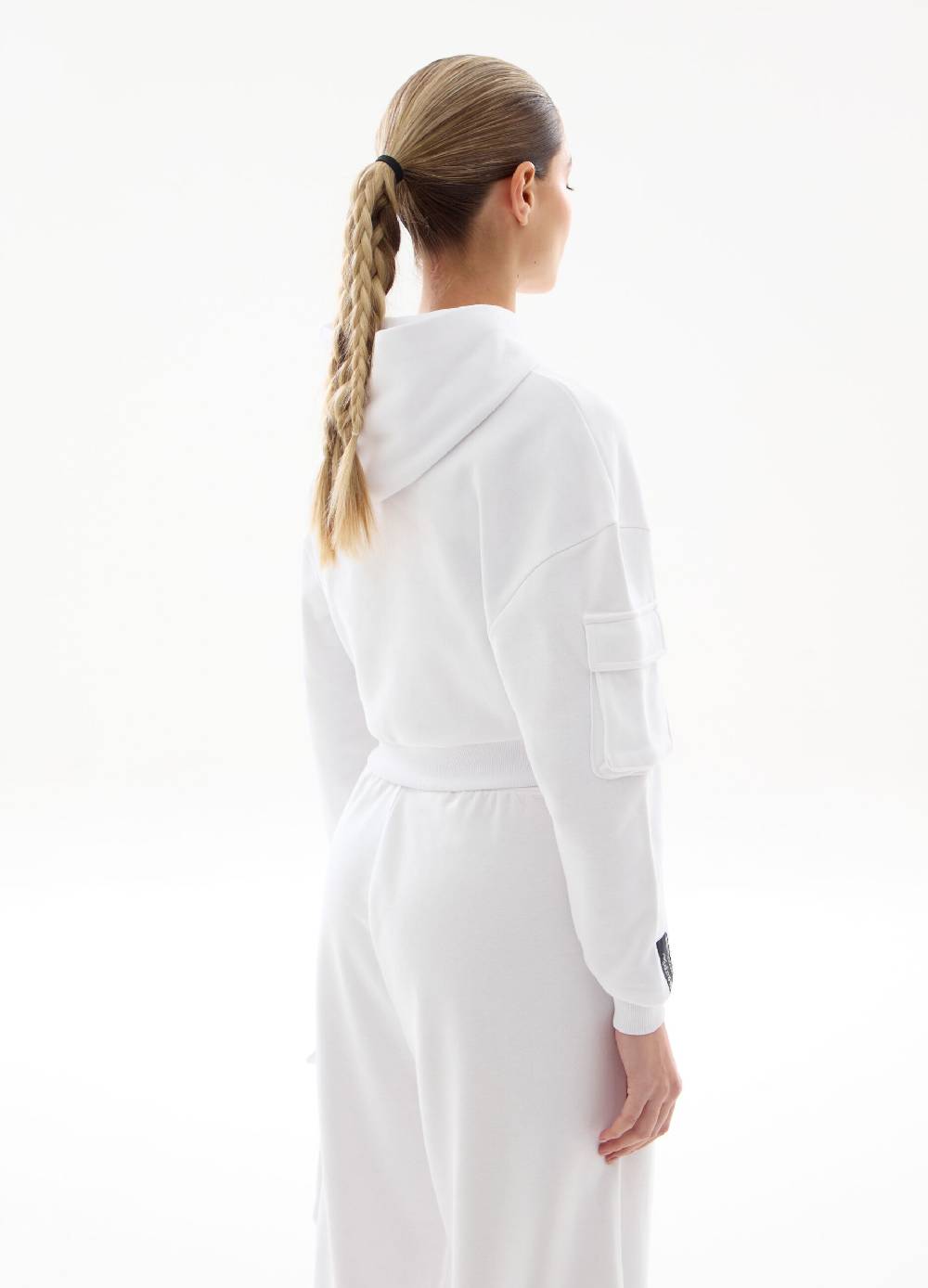 Ovs Hoodie Cargo Crop White