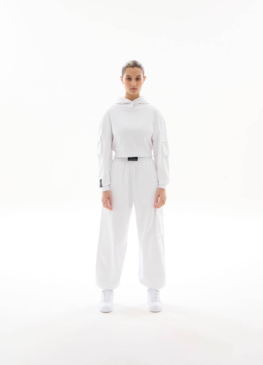 Ovs Hoodie Cargo Crop White