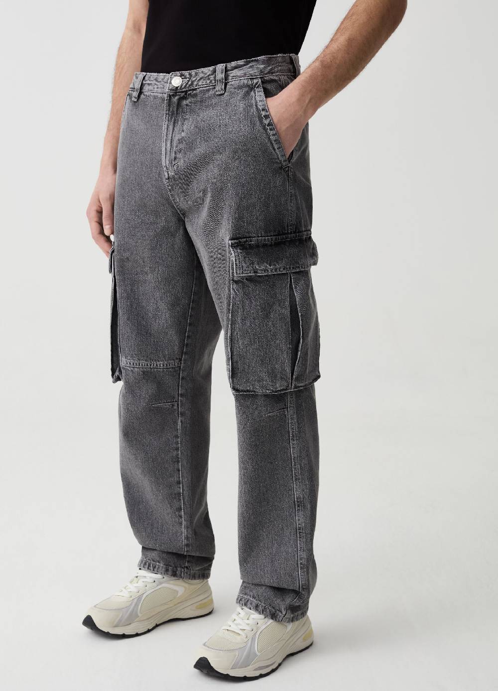 Ovs Jeans Cargo Wide Leg Acid Wash