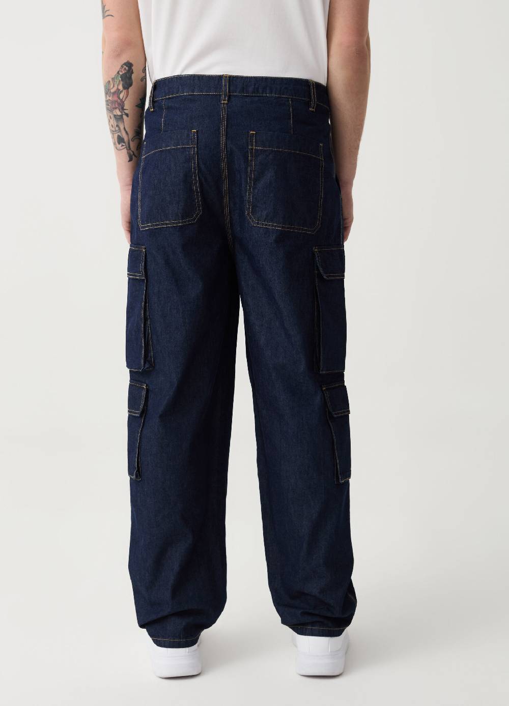 Ovs Jeans Cargo Wide Leg Rinsed Multi Tasche