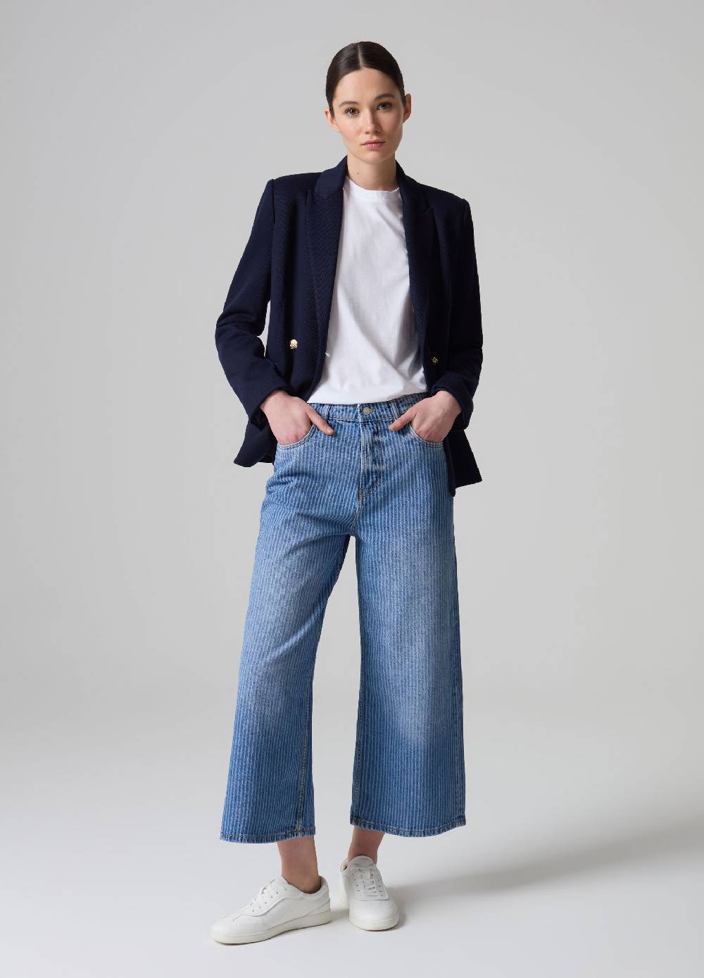 Ovs Jeans crop wide leg con stampa laser a righe