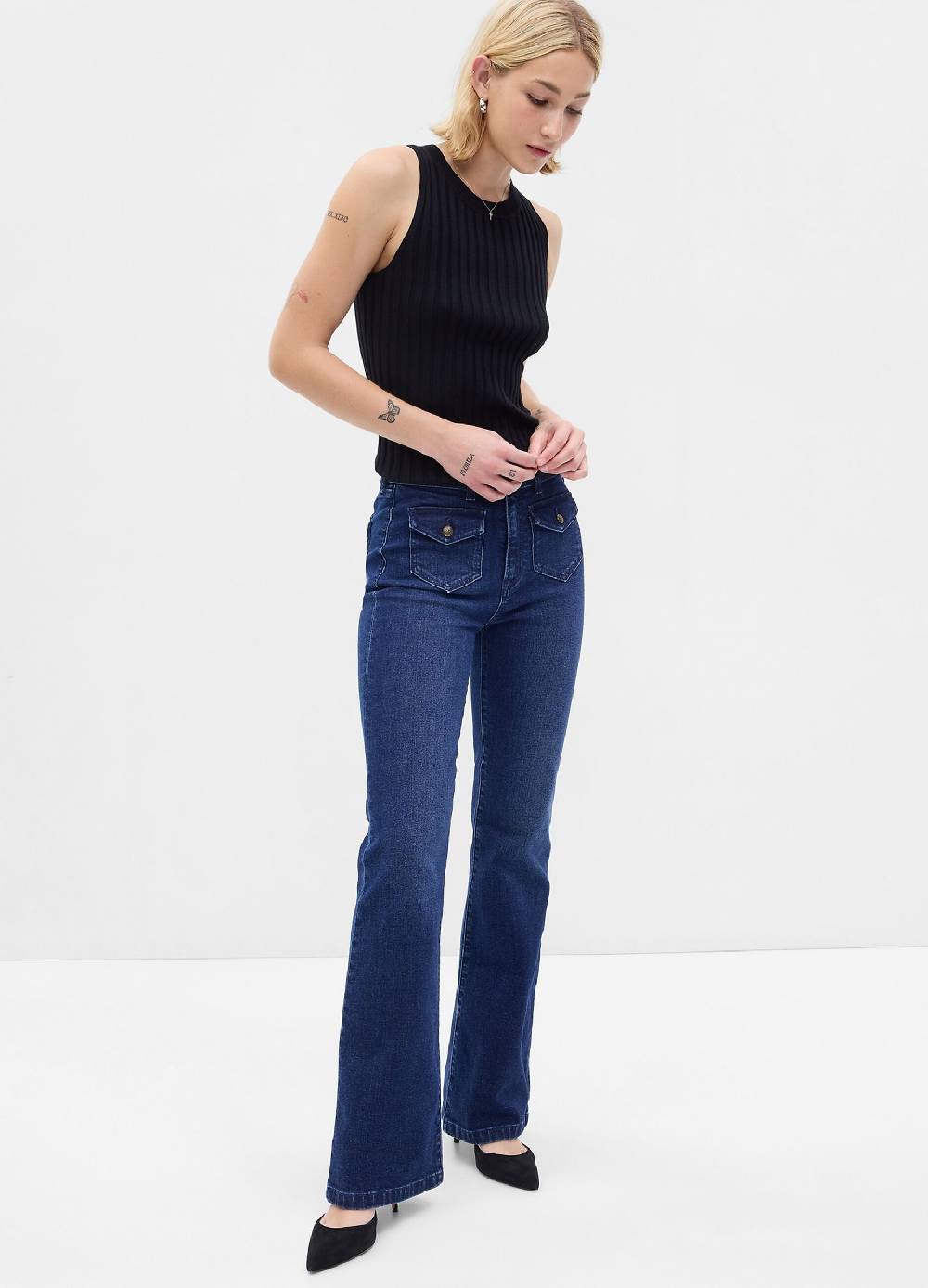 Ovs Jeans flare fit a vita alta con bottoni