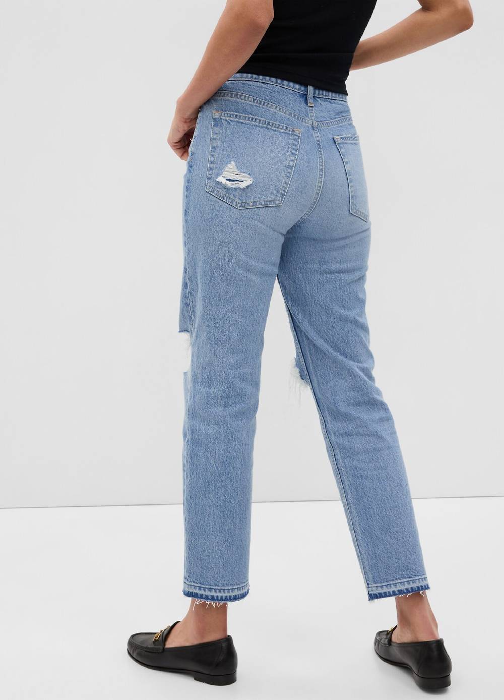 Ovs Jeans Straight Fit A Vita Alta Con Abrasioni
