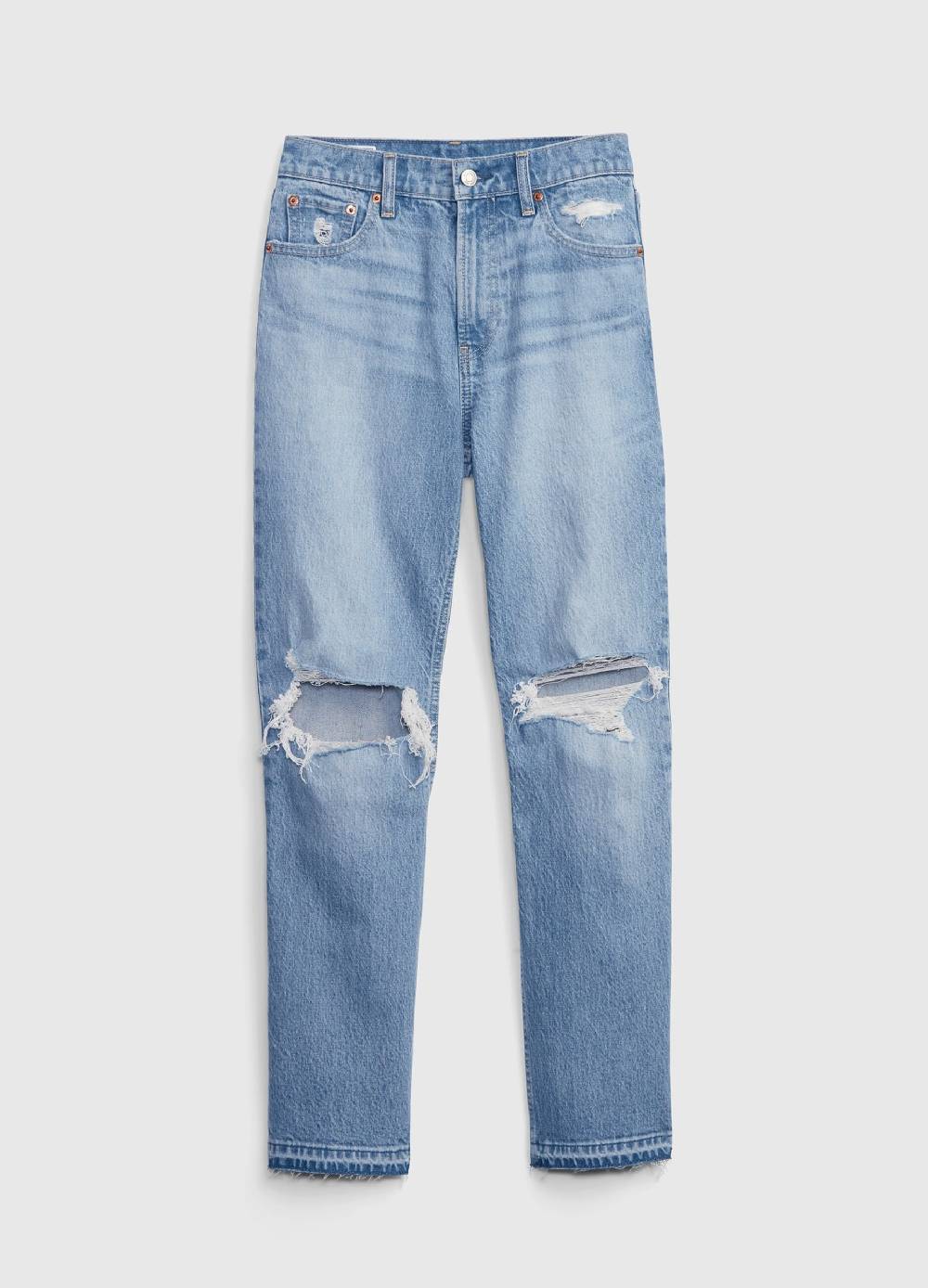 Ovs Jeans Straight Fit A Vita Alta Con Abrasioni