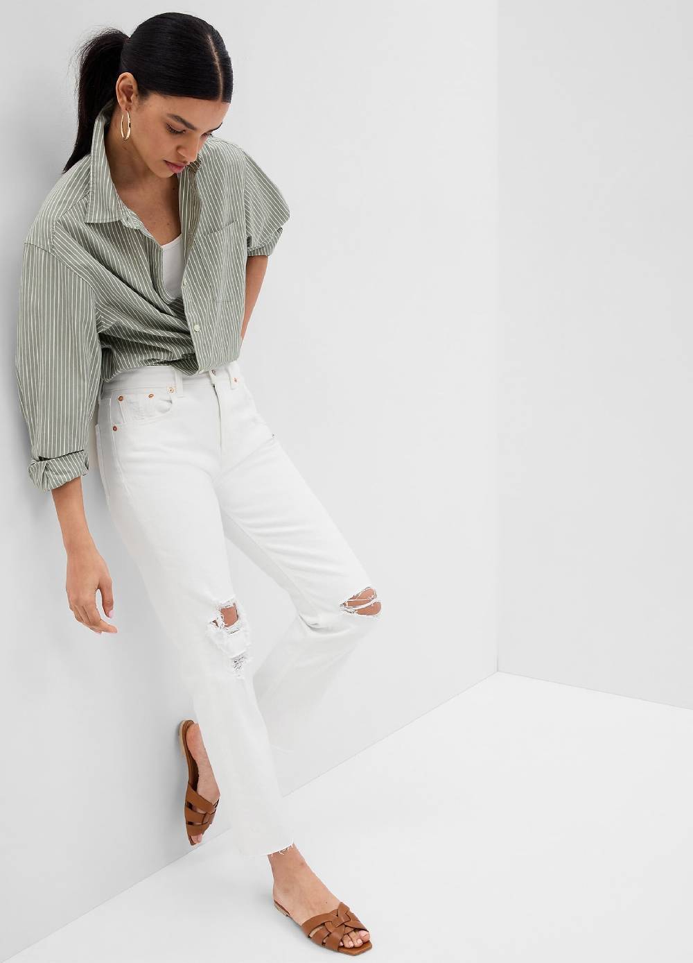 Ovs Jeans straight fit a vita alta con abrasioni