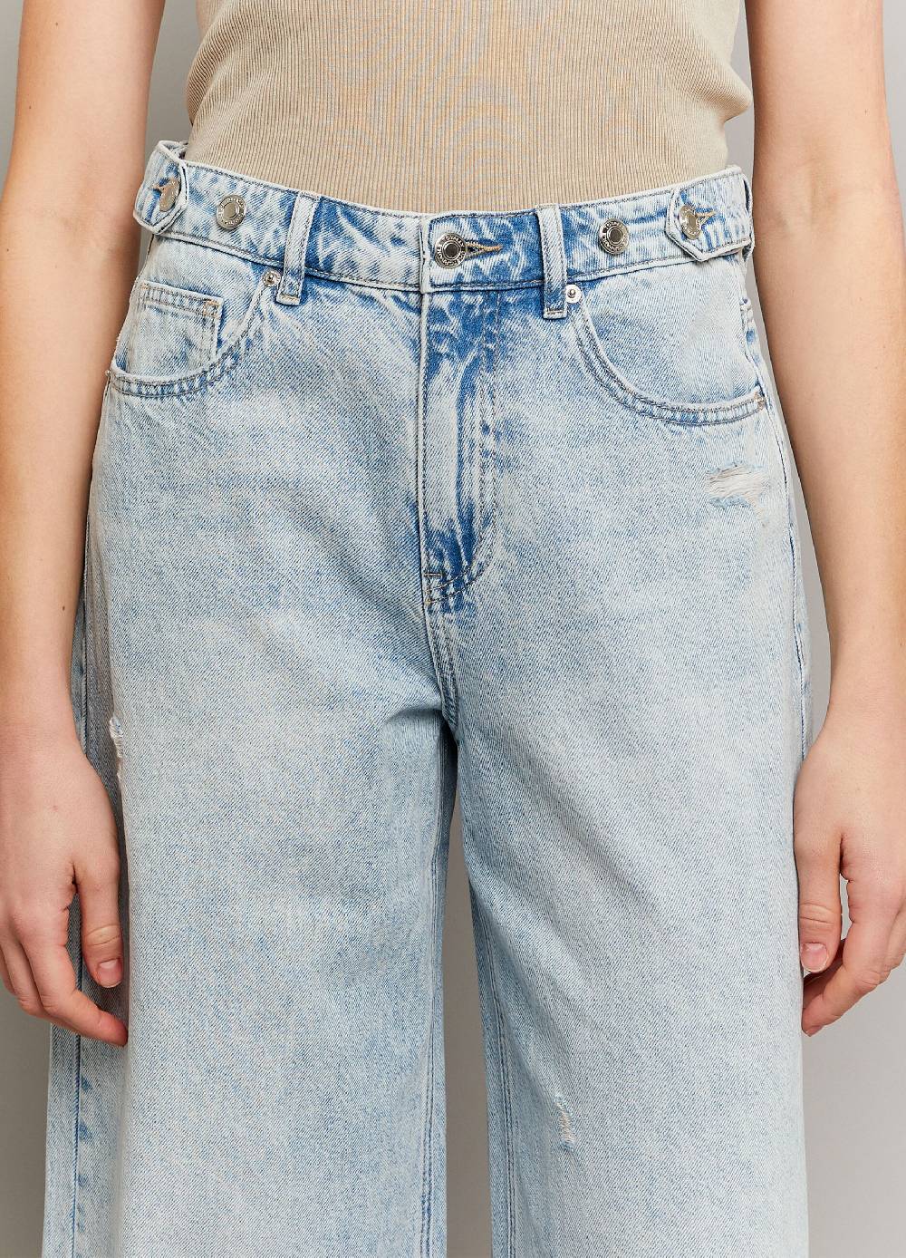 Ovs Jeans Straight Fit Acid Wash Con Abrasioni