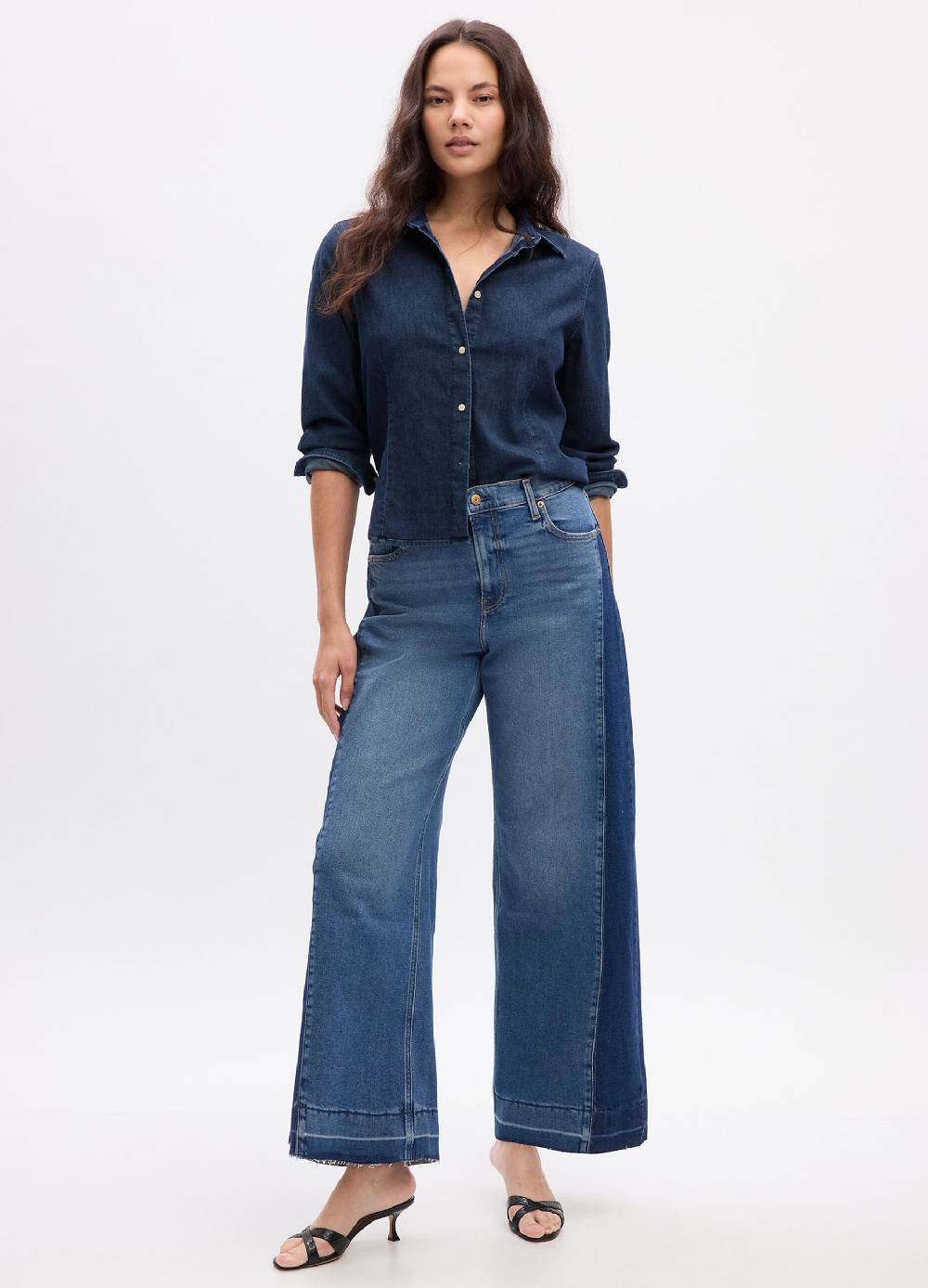 Ovs Jeans Wide Leg Bicolore A Vita Alta