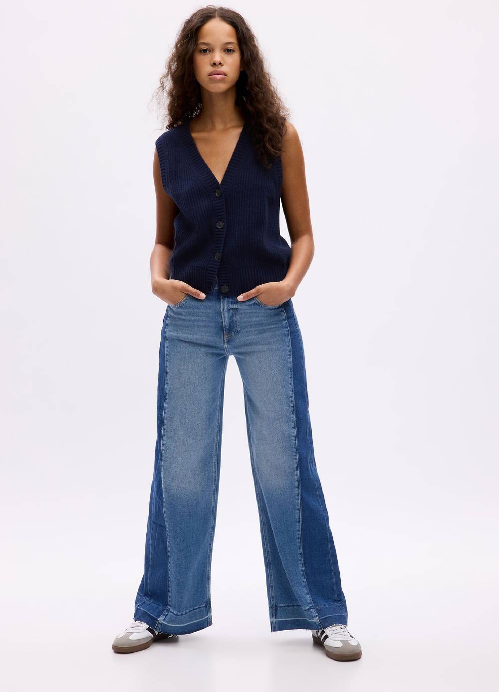 Ovs Jeans wide leg bicolore a vita alta