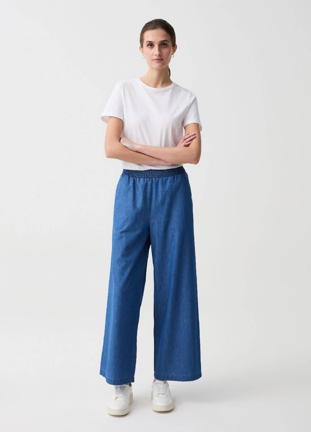 Ovs Jeans wide leg in tessuto fluido