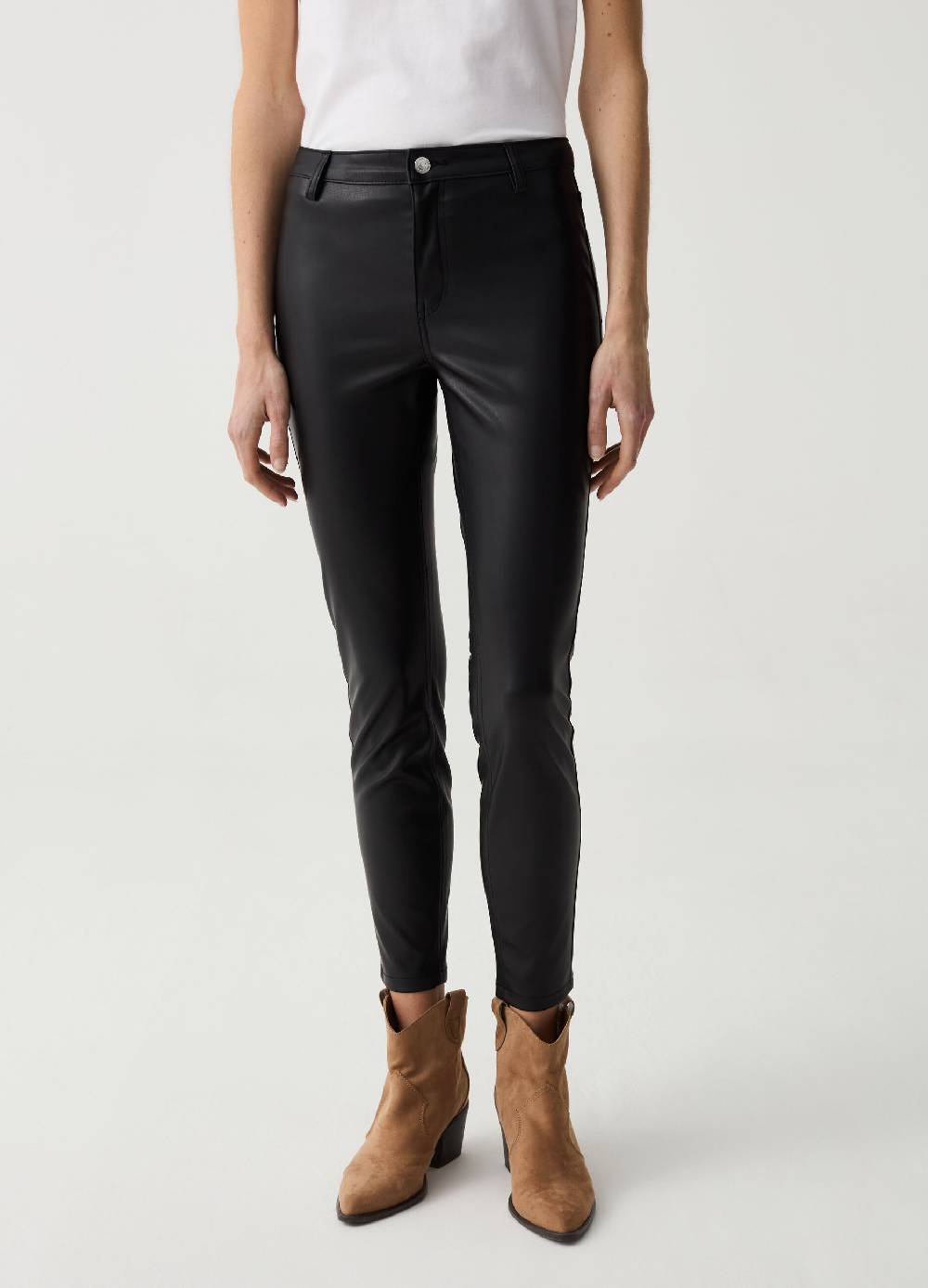Ovs Jeggings Cropped Skinny Fit Effetto Lucido