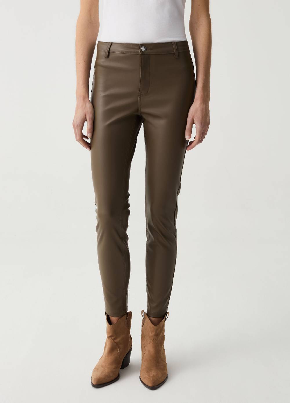 Ovs Jeggings Cropped Skinny Fit Effetto Lucido