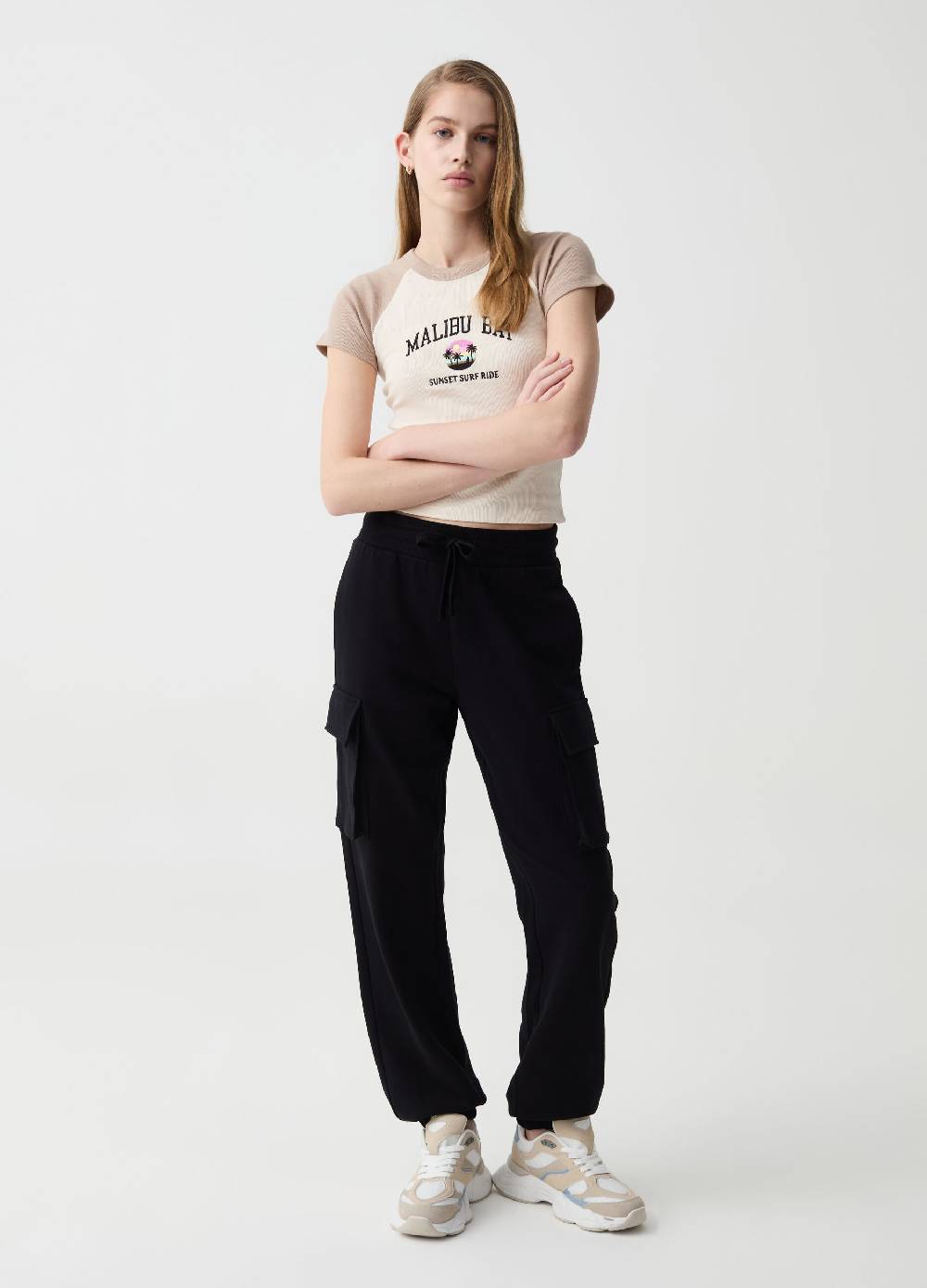 Ovs Jogger cargo in felpa con coulisse