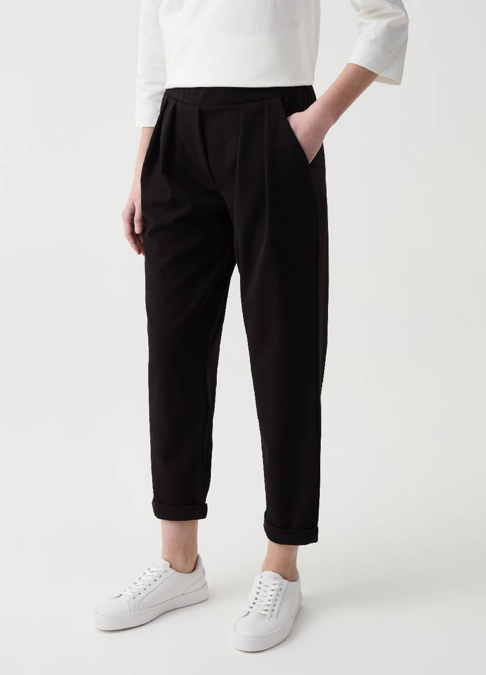 Ovs Joggers Crop Con Pinces E Risvolti