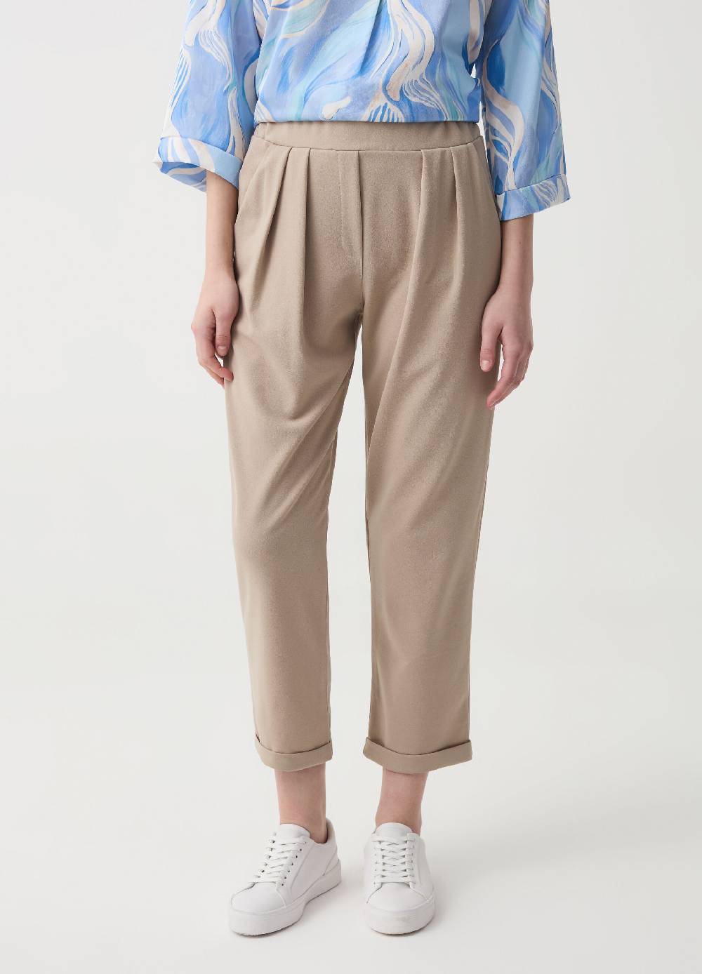 Ovs Joggers Crop Con Pinces E Risvolti