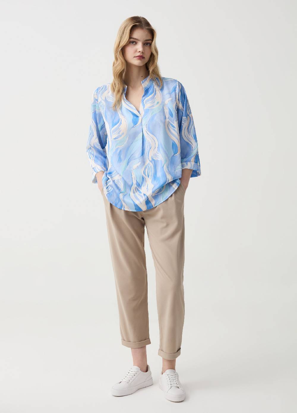 Ovs Joggers crop con pinces e risvolti