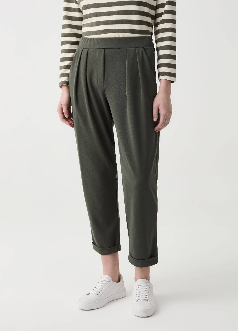 Ovs Joggers Crop Con Pinces E Risvolti