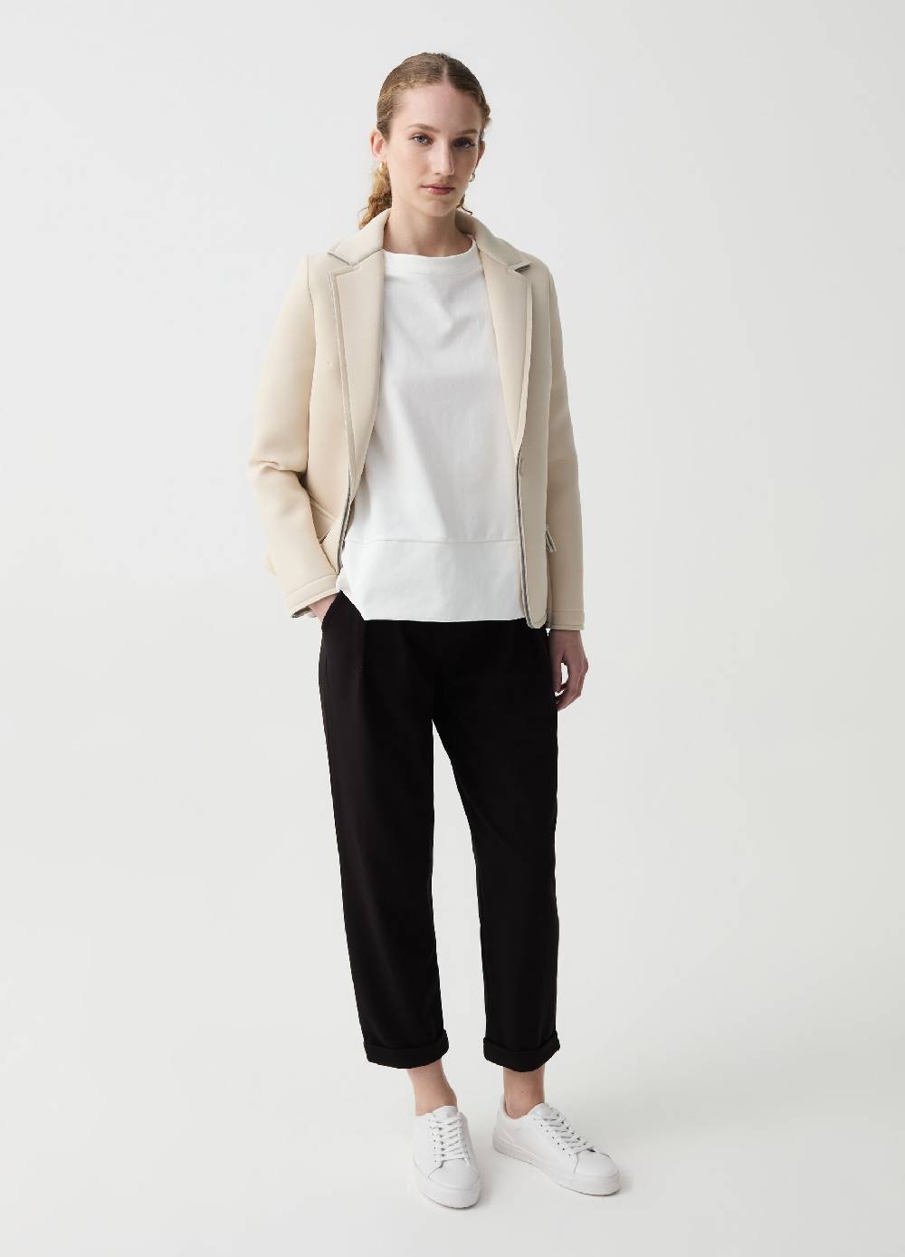 Ovs Joggers crop con pinces e risvolti