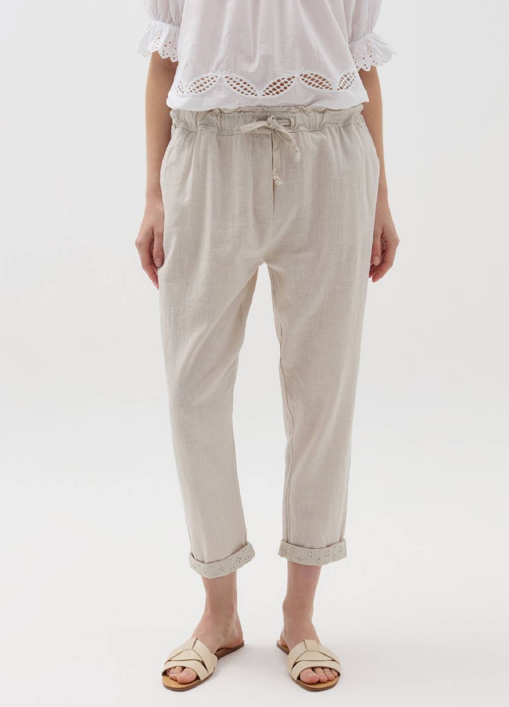 Ovs Joggers Crop Con Risvolti In Sangallo