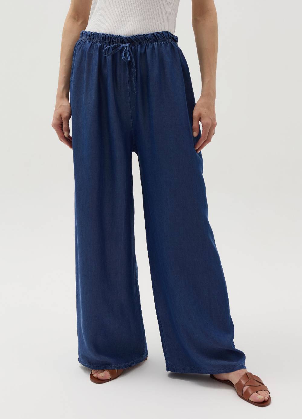 Ovs Joggers Fluido Wide Leg Effetto Denim