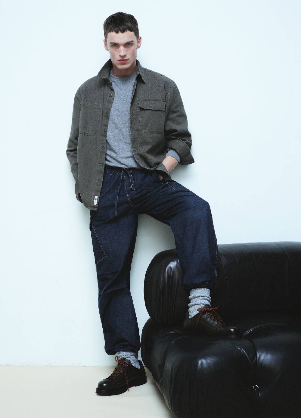 Ovs Joggers Parachute Cargo Wide Leg In Denim