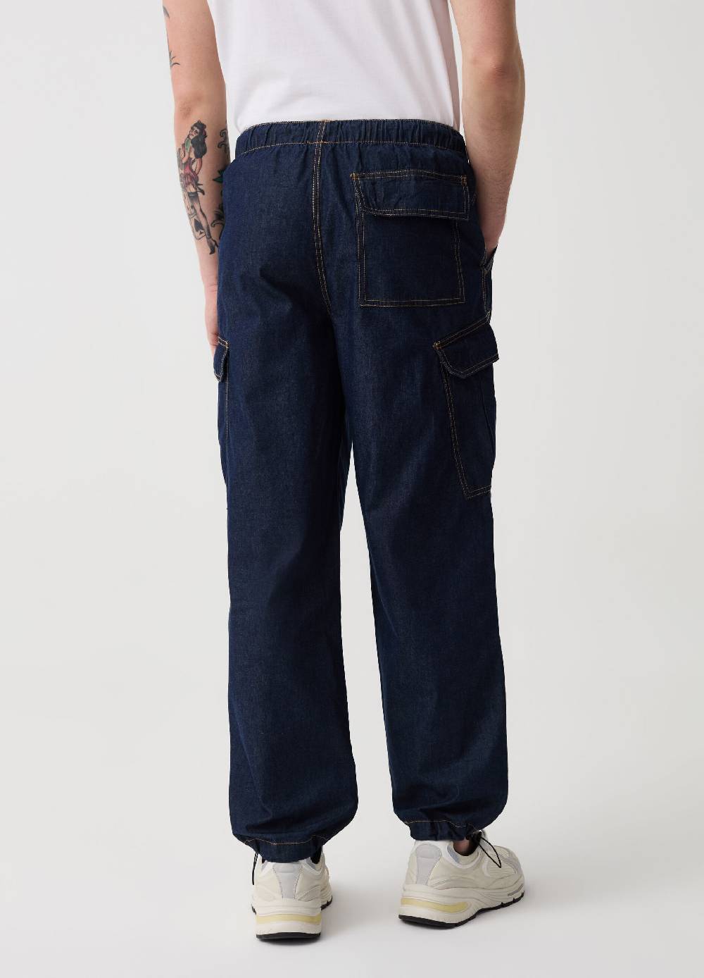 Ovs Joggers Parachute Cargo Wide Leg In Denim