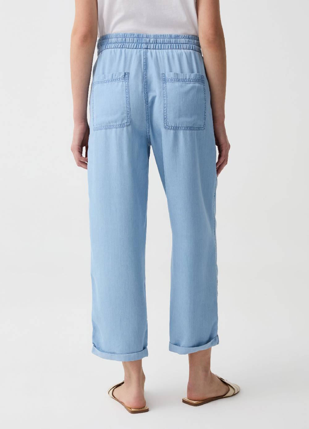 Ovs Joggers Wide Leg Effetto Denim Con Risvolti