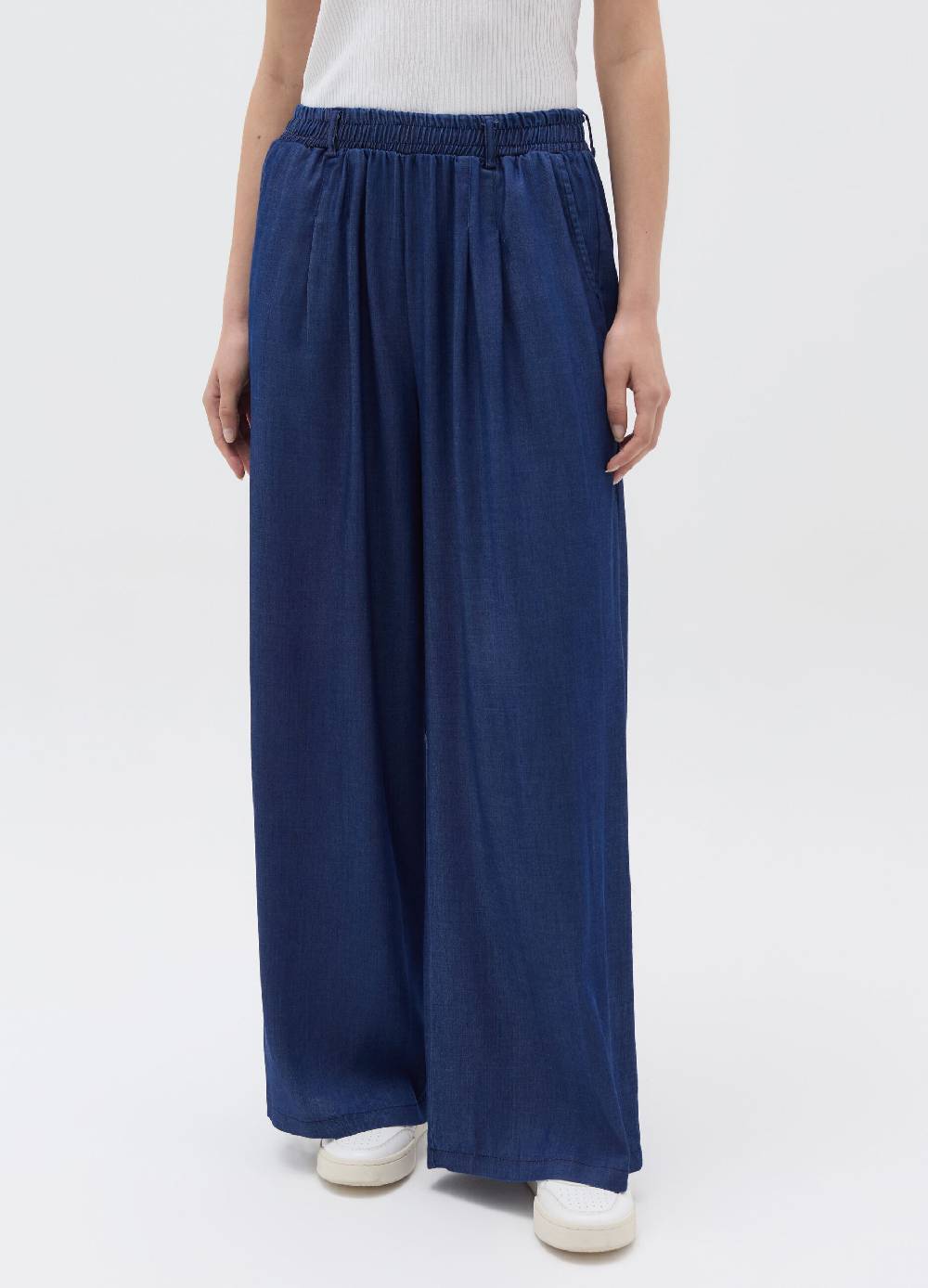 Ovs Joggers Wide Leg In Denim Con Pinces